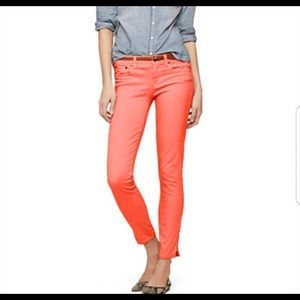 J. Crew toothpick salmon orange ankle jeans, sz 27